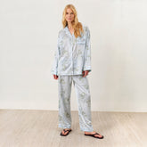 Serene Botanical Silky Button-Down Pajama Set