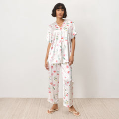 Blossoming Meadow Silky V-Neck Pajama Set