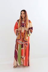 Vibrant Abstract Print Open Abaya