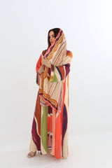 Vibrant Abstract Print Open Abaya