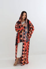 Retro Polka Wave Abaya with Scarf