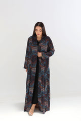 Midnight Marble Abstract Print Open Abaya