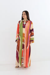 Vibrant Abstract Print Open Abaya