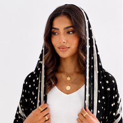 Classic Black Polka Dot Hooded Abaya