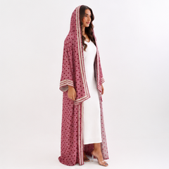 Dusty Rose Polka Dot Hooded Abaya