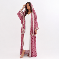 Dusty Rose Polka Dot Hooded Abaya