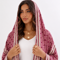 Dusty Rose Polka Dot Hooded Abaya