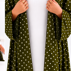 Olive Green Polka Dot Hooded Abaya