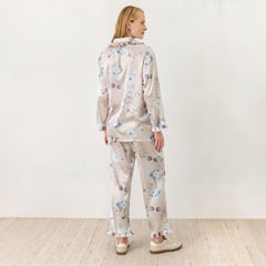 Moonlight Flora Silky Ruffled Pajama Set