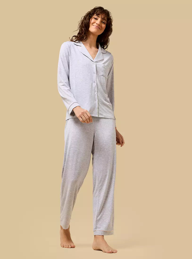 Floral Print Striped Cotton Pyjama Set