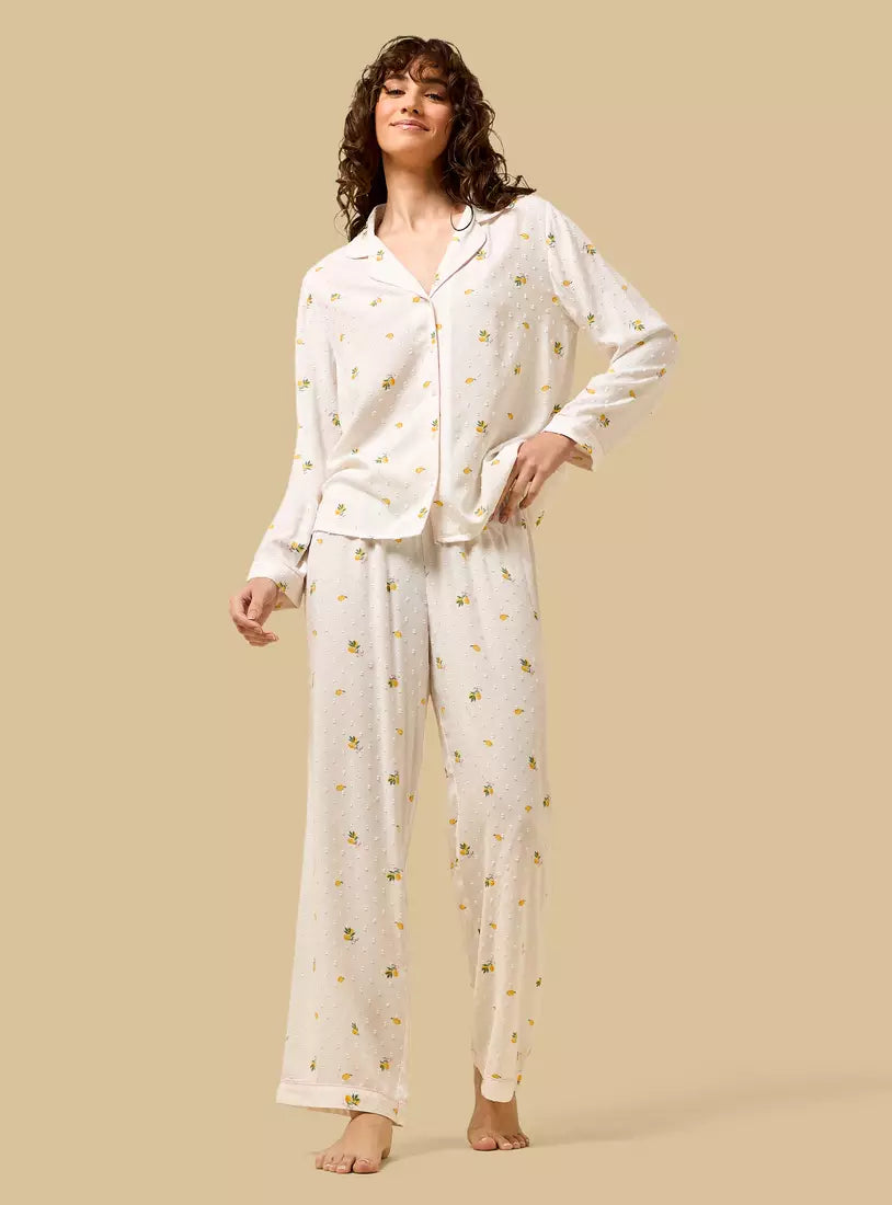 Fruit Print Dobby Pyjama Set