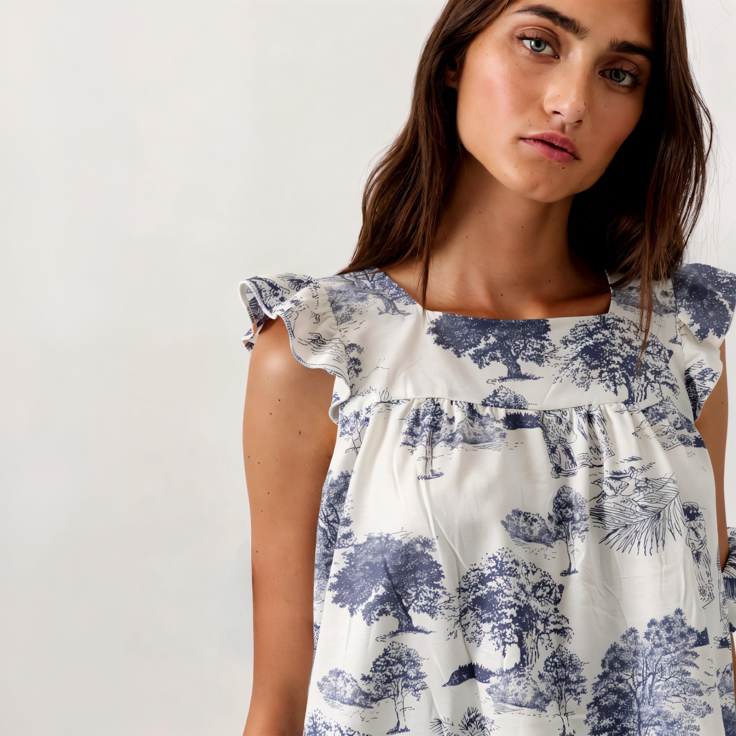 Classic Toile Ruffled Capri Pajama Set
