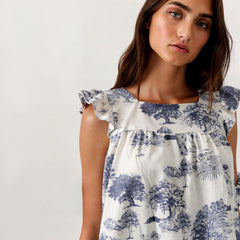 Classic Toile Ruffled Capri Pajama Set