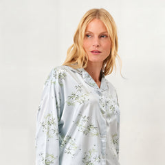 Serene Botanical Silky Button-Down Pajama Set