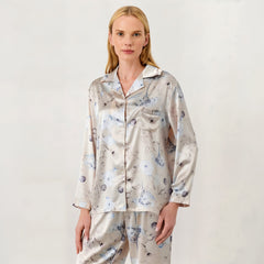 Moonlight Flora Silky Ruffled Pajama Set