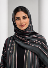 The Midnight Stripe – Elegant Striped Statement Abaya