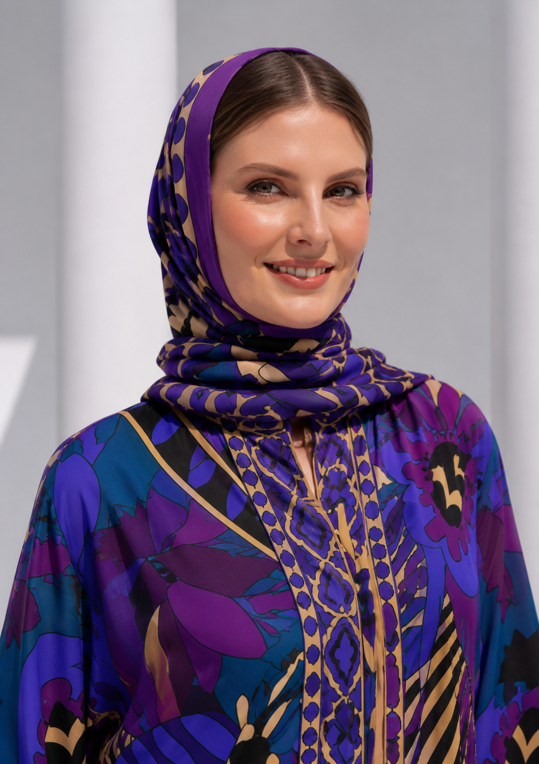 The Royal Mosaic – Vibrant Patterned Statement Abaya