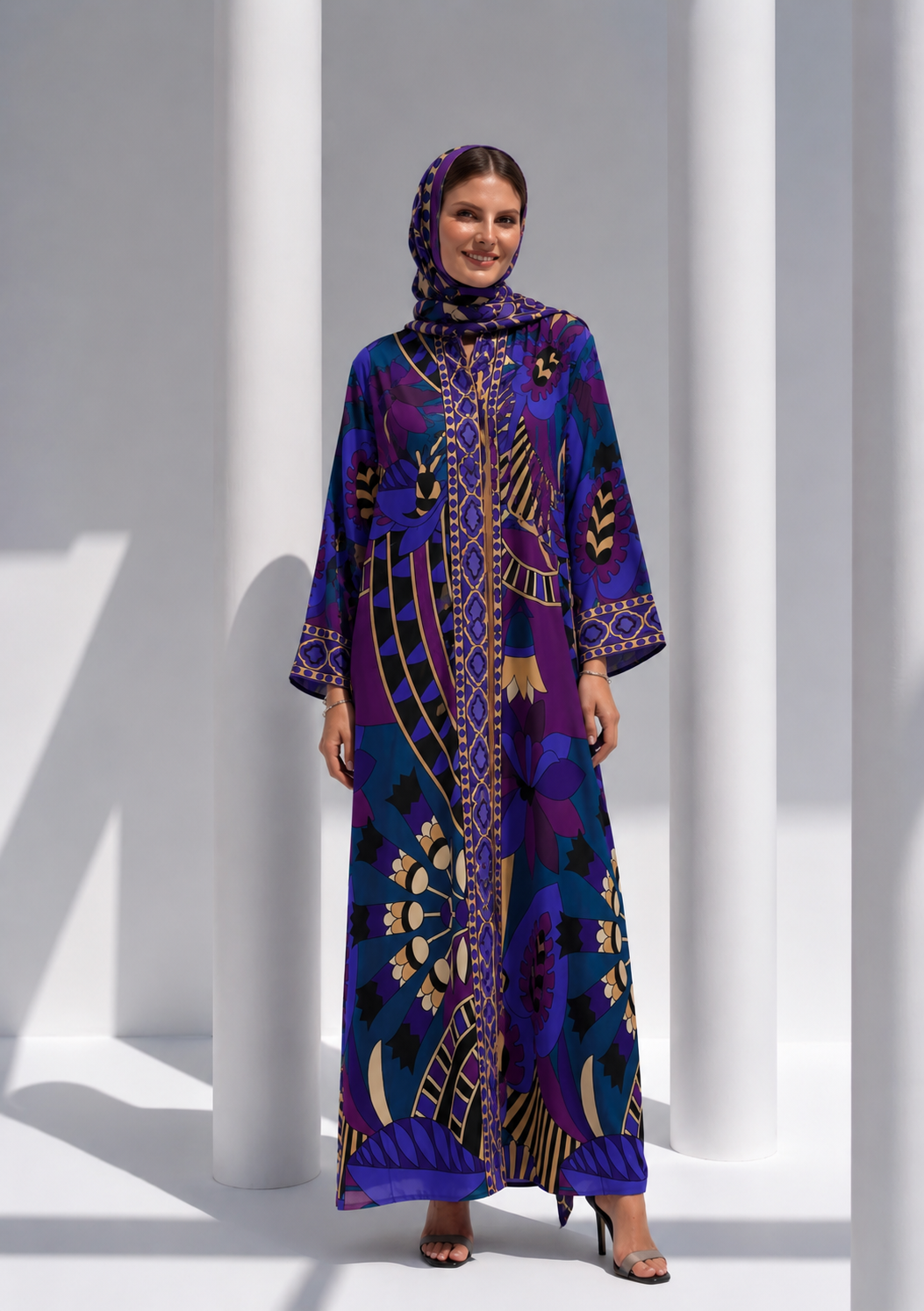 The Royal Mosaic – Vibrant Patterned Statement Abaya
