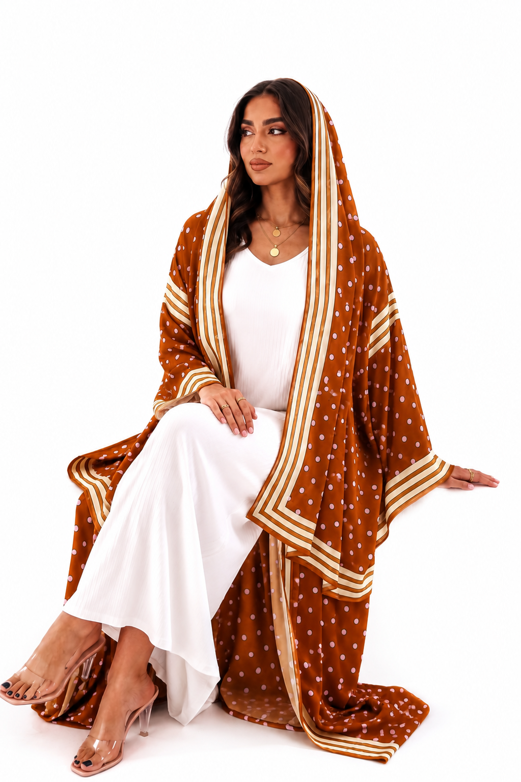 Rust Polka Dot Abaya