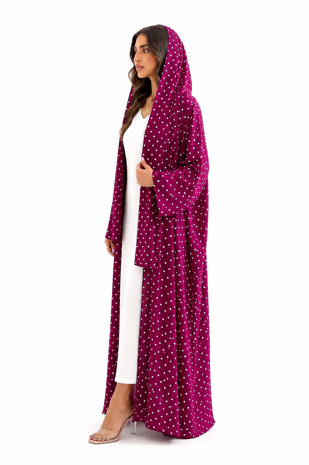 Berry Polka Dot Abaya