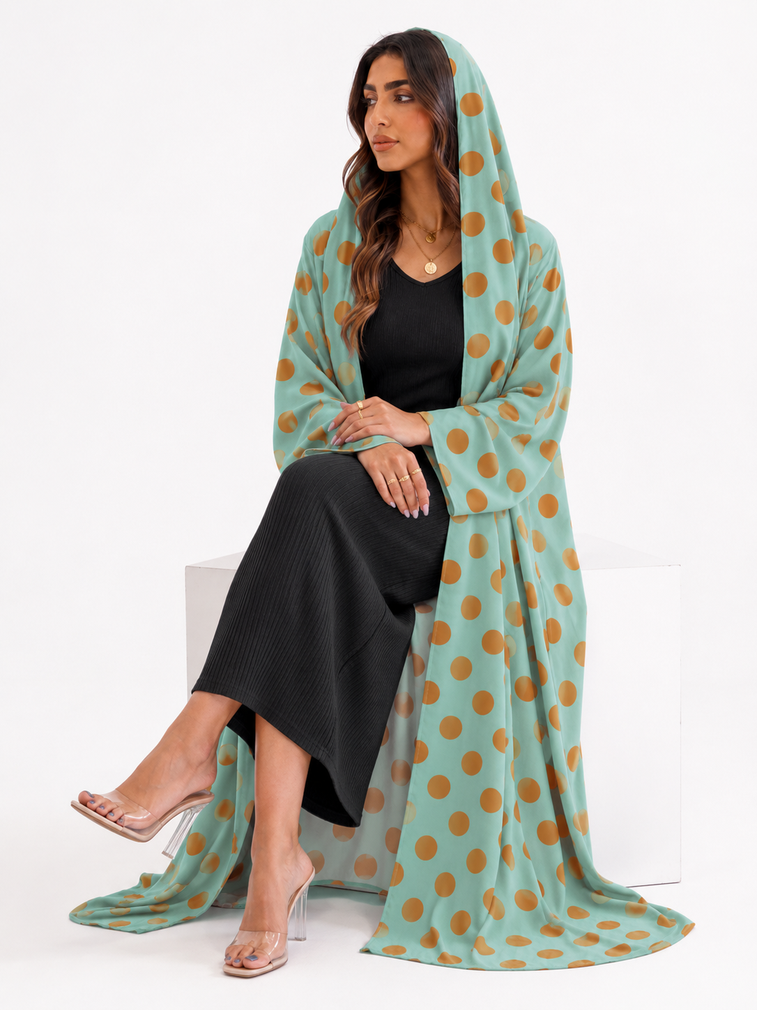 Mint Polka Dot Abaya