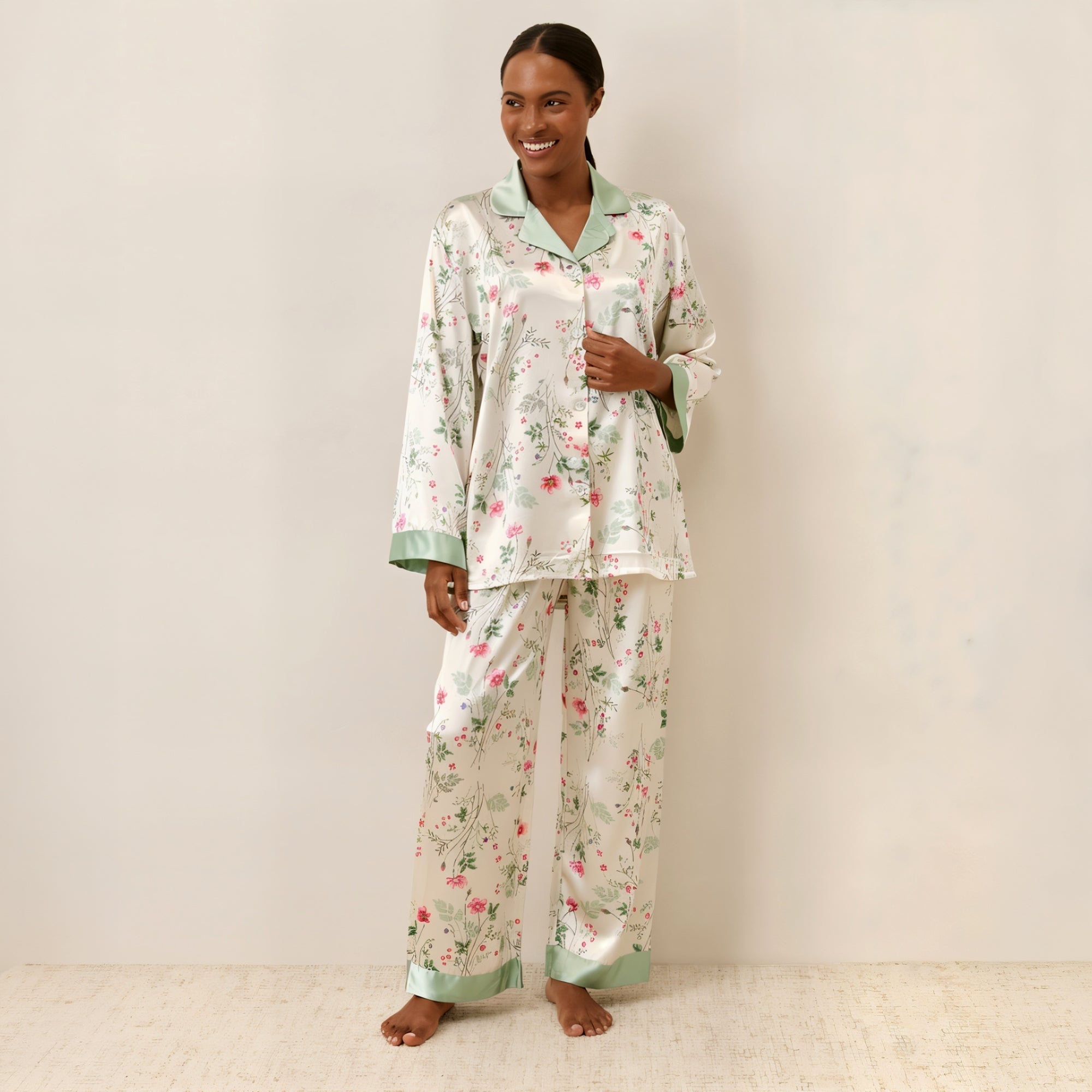 Enchanted Garden Silky Botanical Pajama Set