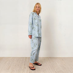 Serene Botanical Silky Button-Down Pajama Set