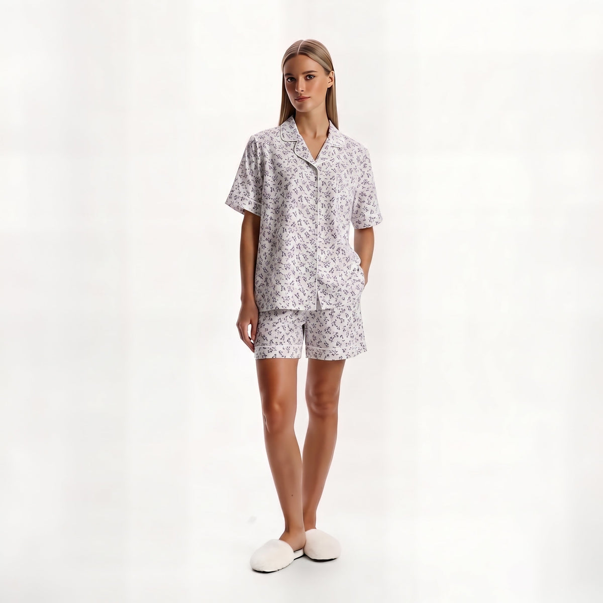 Twilight Blossom Short-Sleeve Pajama Set