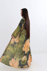 Earthy Botanical Print Open Abaya
