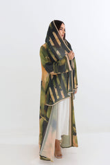 Earthy Botanical Print Open Abaya