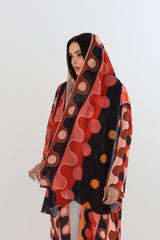 Retro Polka Wave Abaya with Scarf