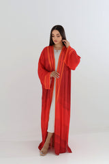 Fiery Red Striped Trim Abaya