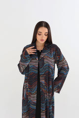 Midnight Marble Abstract Print Open Abaya