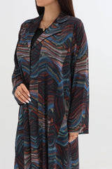 Midnight Marble Abstract Print Open Abaya