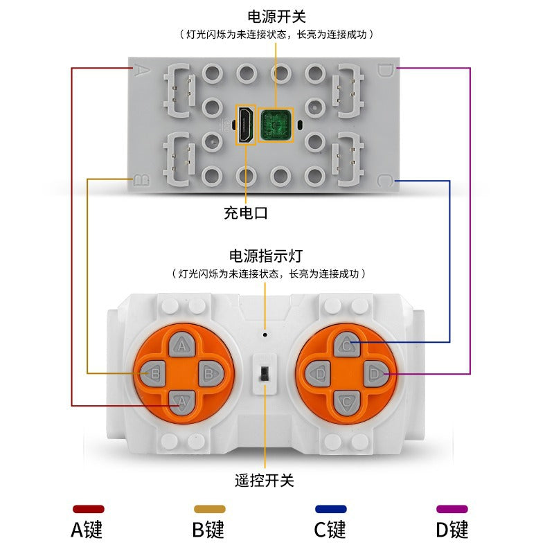 Yuxing Mold King Motor Motor Modified Monster Motor Black Explosion Motor Battery Box Power PF Assembled Building Block Group XL