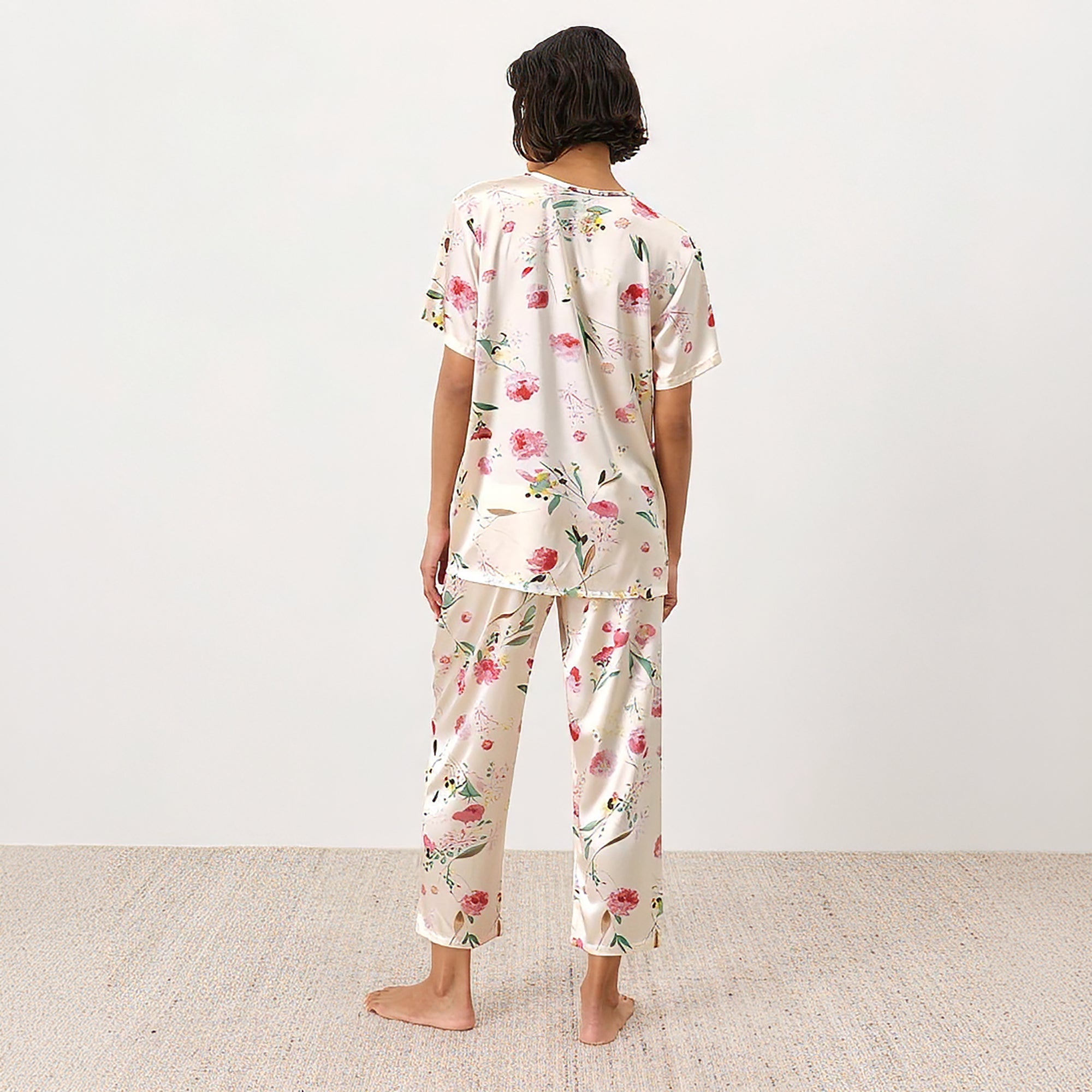 Blossoming Meadow Silky V-Neck Pajama Set