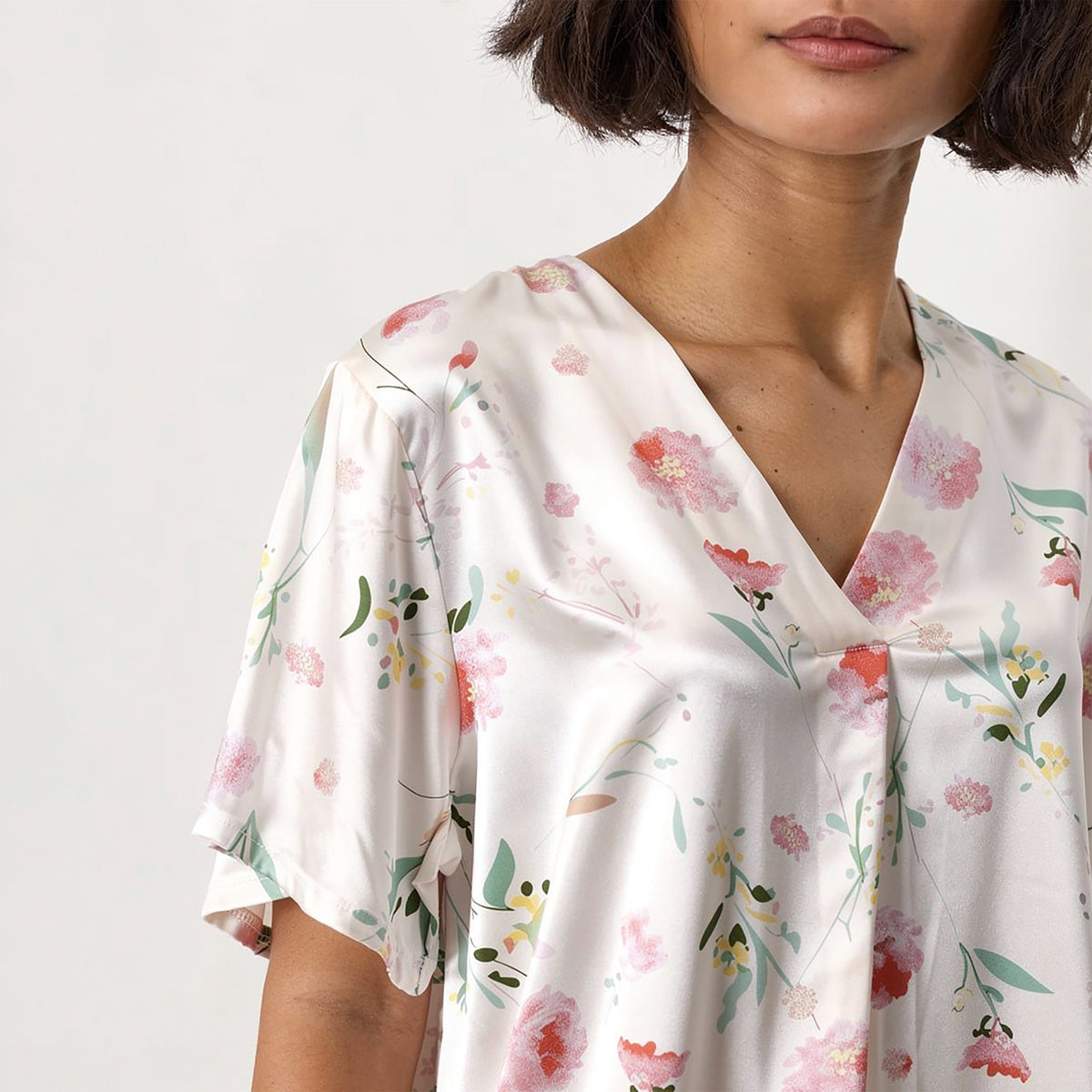 Blossoming Meadow Silky V-Neck Pajama Set