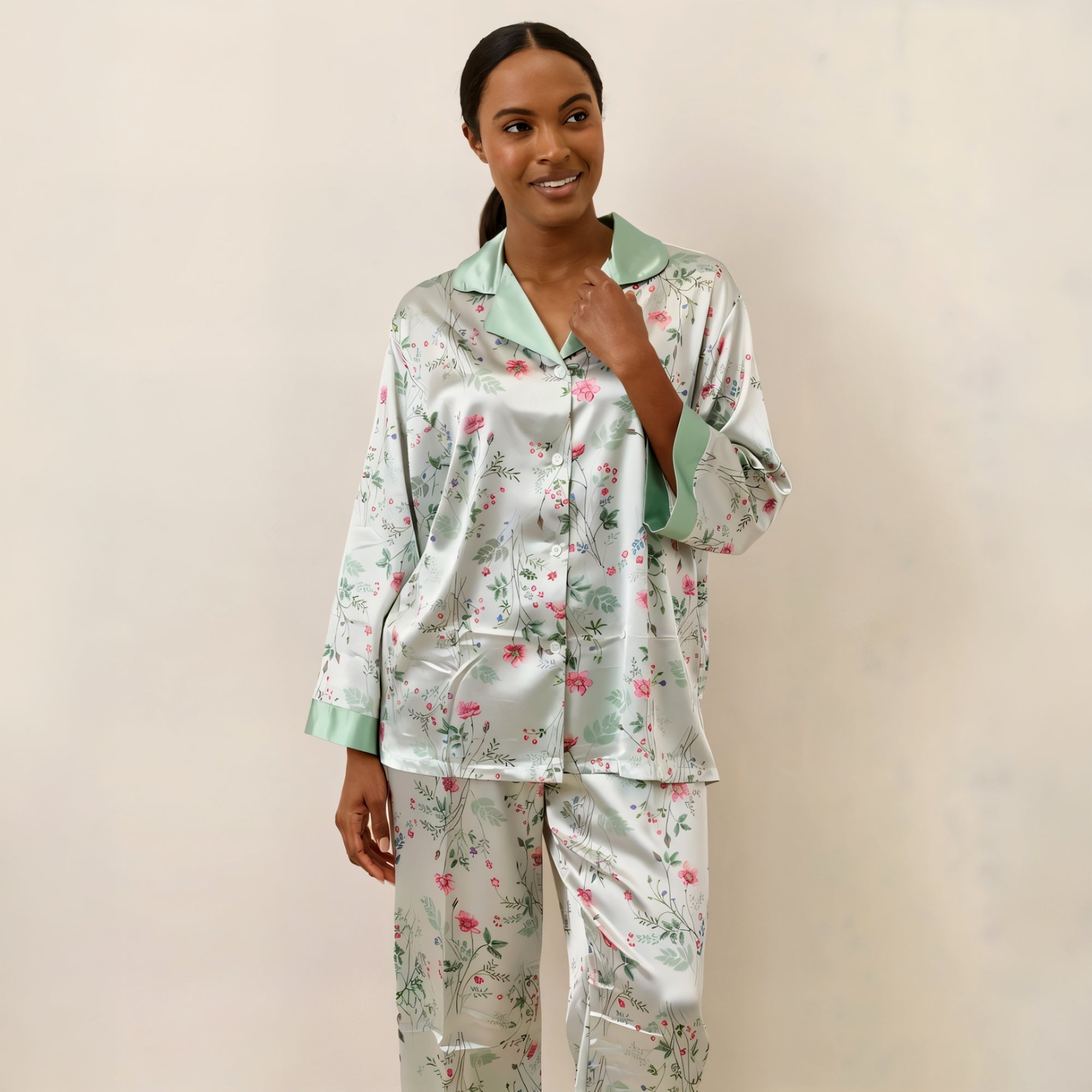 Enchanted Garden Silky Botanical Pajama Set