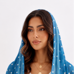 Deep Blue Polka Dot Hooded Abaya