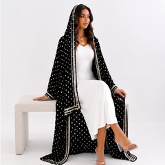 Classic Black Polka Dot Hooded Abaya
