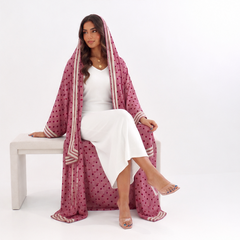 Dusty Rose Polka Dot Hooded Abaya